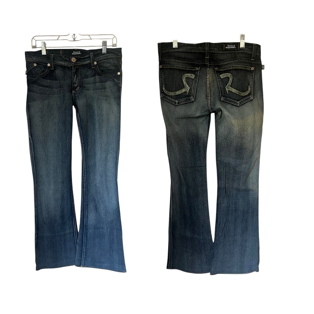 Rock & Republic Y2K Rhinestone-Butt Denim Jeans Boot Cut Flare 30x31